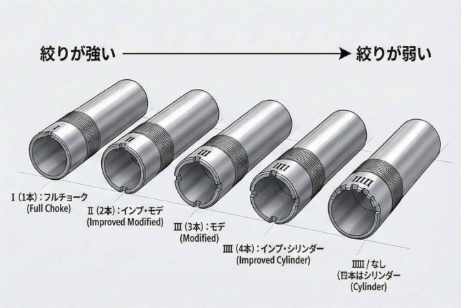 散弾銃におけるチョークの見分け方
